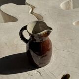 Large brown glazed stoneware jug Grès du Berry Made in France H19