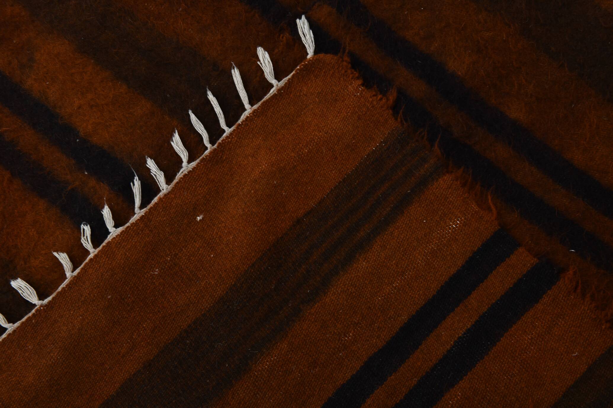 5x7 Striped Pattern Terracotta Vintage Kilim Rug, 146x220Cm