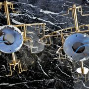 Pair of venini wall lamps, 3 levels, murano glass, italy, 1970