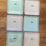 Turquoise and grey square plates