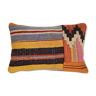 Boho style large handwoven patchwork cushion cover kilim, office and living room decor, woven wool lumbar throw pillow cover 35 x 50 cm