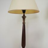 Mahogany Hat Lamps, Brass and Cotton of Abat Day, 1950s, Set of 2