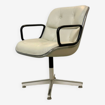 Charles Pollock office armchair in white leather