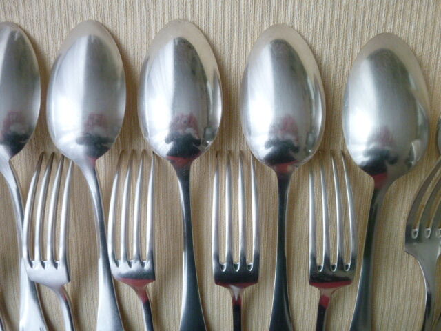 Tableware, housewife 24 pieces in silver metal 84 G Art Deco style
