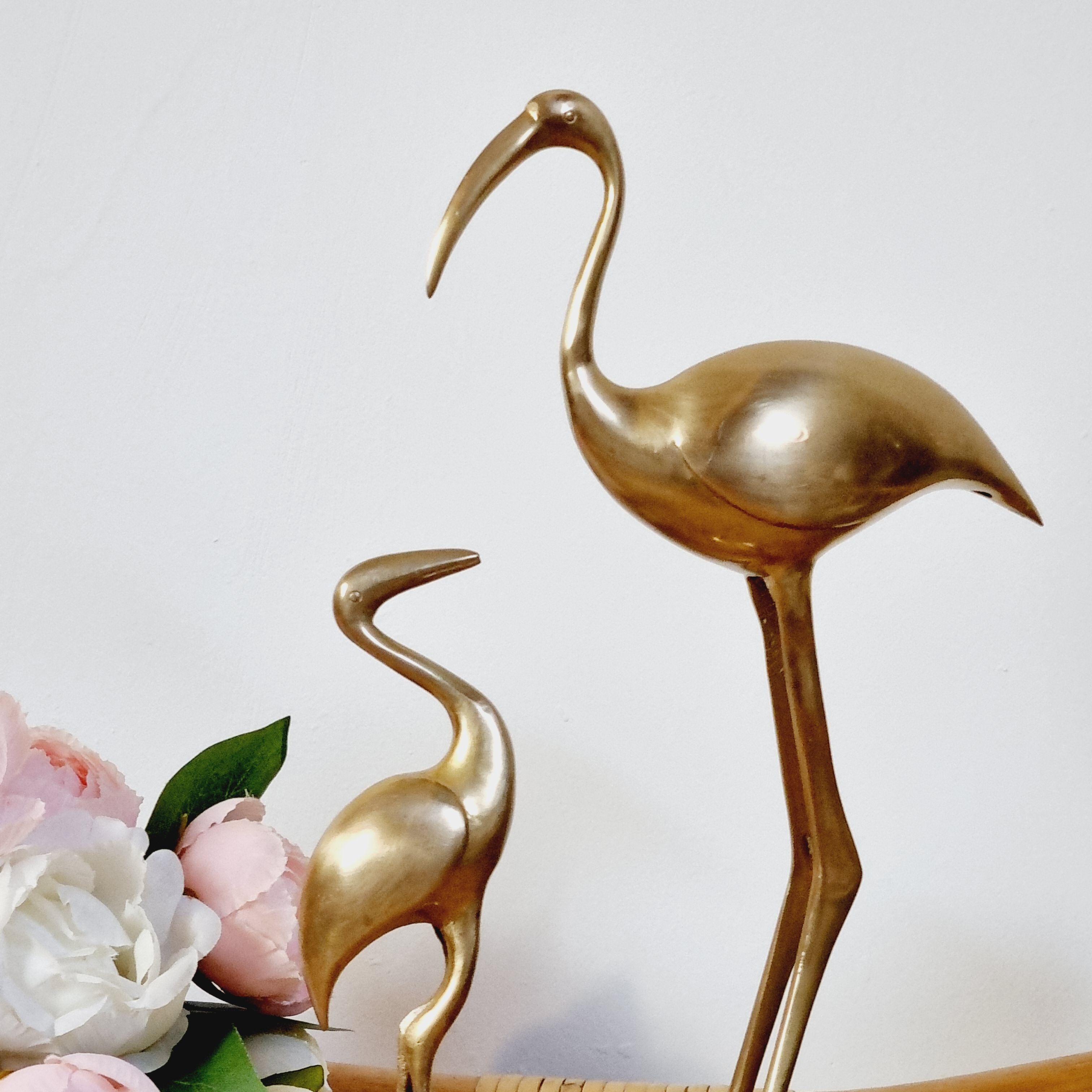 2 ibis in golden brass