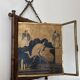 Gold square barber mirror with Japan Napoleon III print