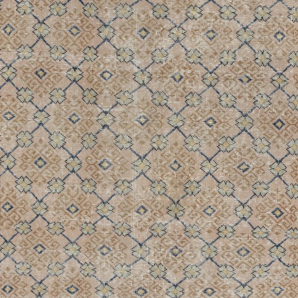 Vintage Handmade Pink Turkish Accent Rug with Floral Design