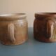 lot of 2 old rustic decorative stoneware pots