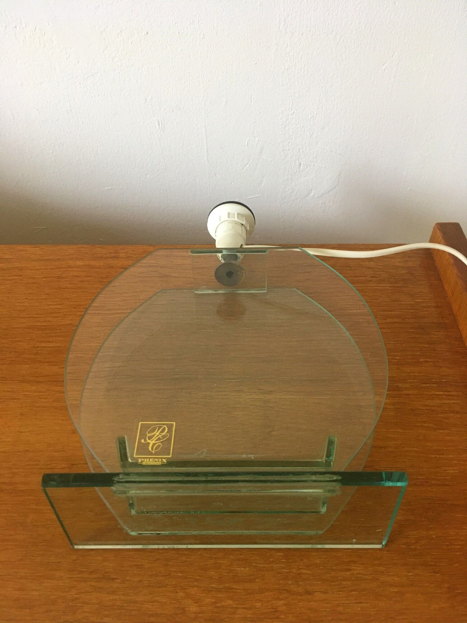 Lampe vintage en verre Phénix Créations années 90