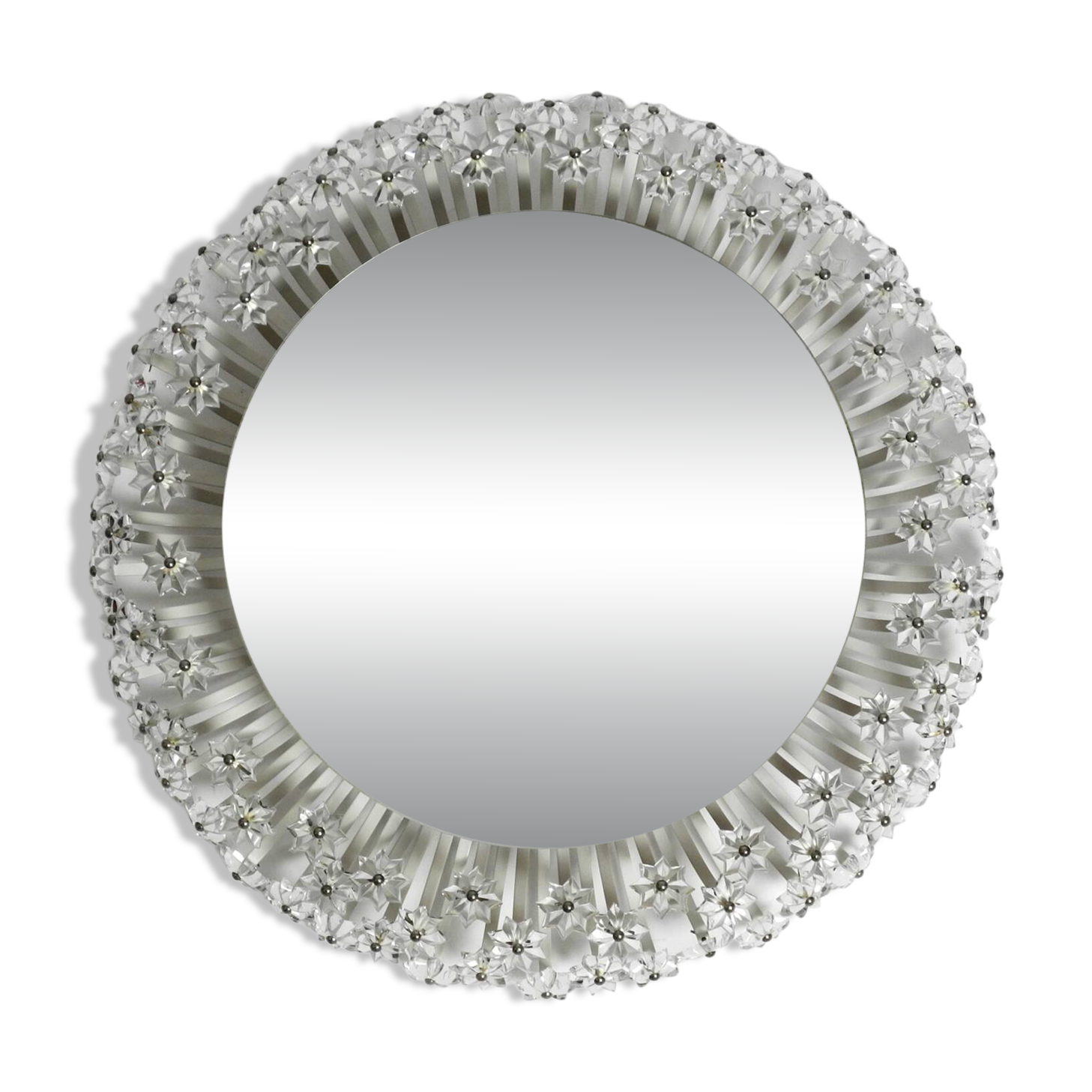 Mid Century Münchner Zier-Form flower mirror illuminated by Schöninger