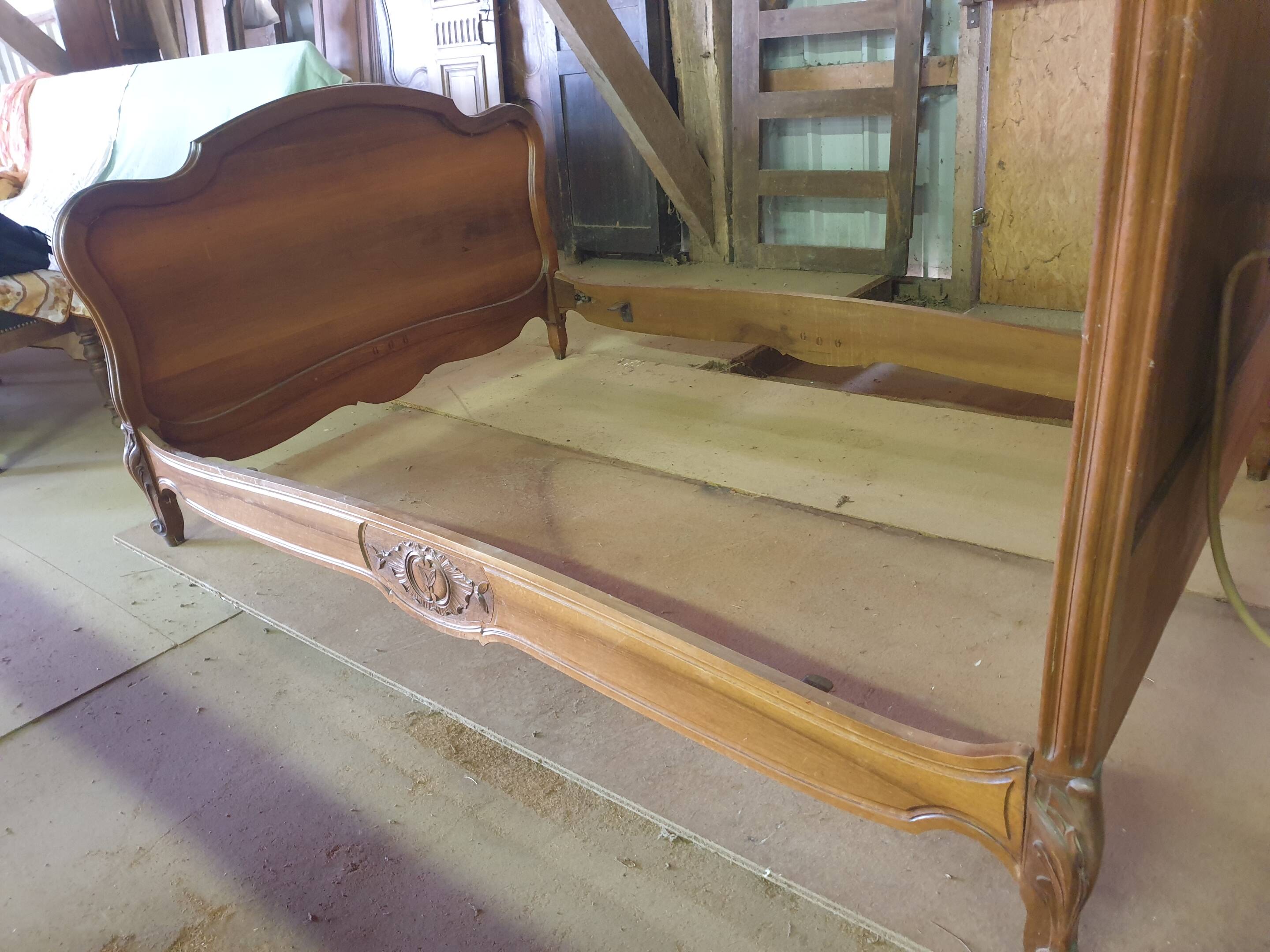 Walnut bed frame - Louis Philippe style