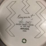 Plate Zig-zag Guy de Rougemont edition Artcurial Paris porcelain signed 900 ex