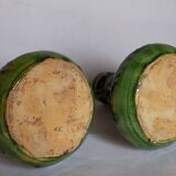 Duo of vintage potter's ceramic candle holders Regional Folk Art