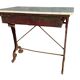Antique French bistro table in cast iron and marble, 1900s.