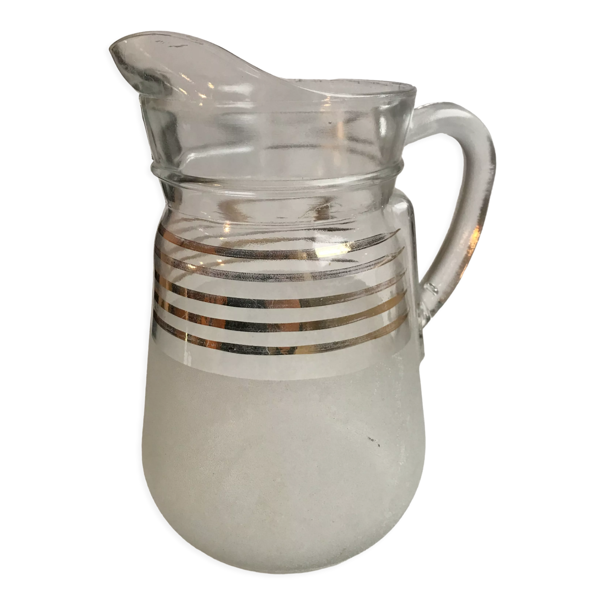 Granite water pitcher with golden edging 50s-60s