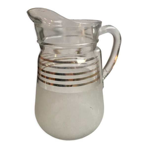 Pichet à eau granité à liserés dorés années 50-60