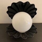Black ceramic shell lamp and white opaline