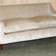 Fabric sofa and footstool, handmade in England.