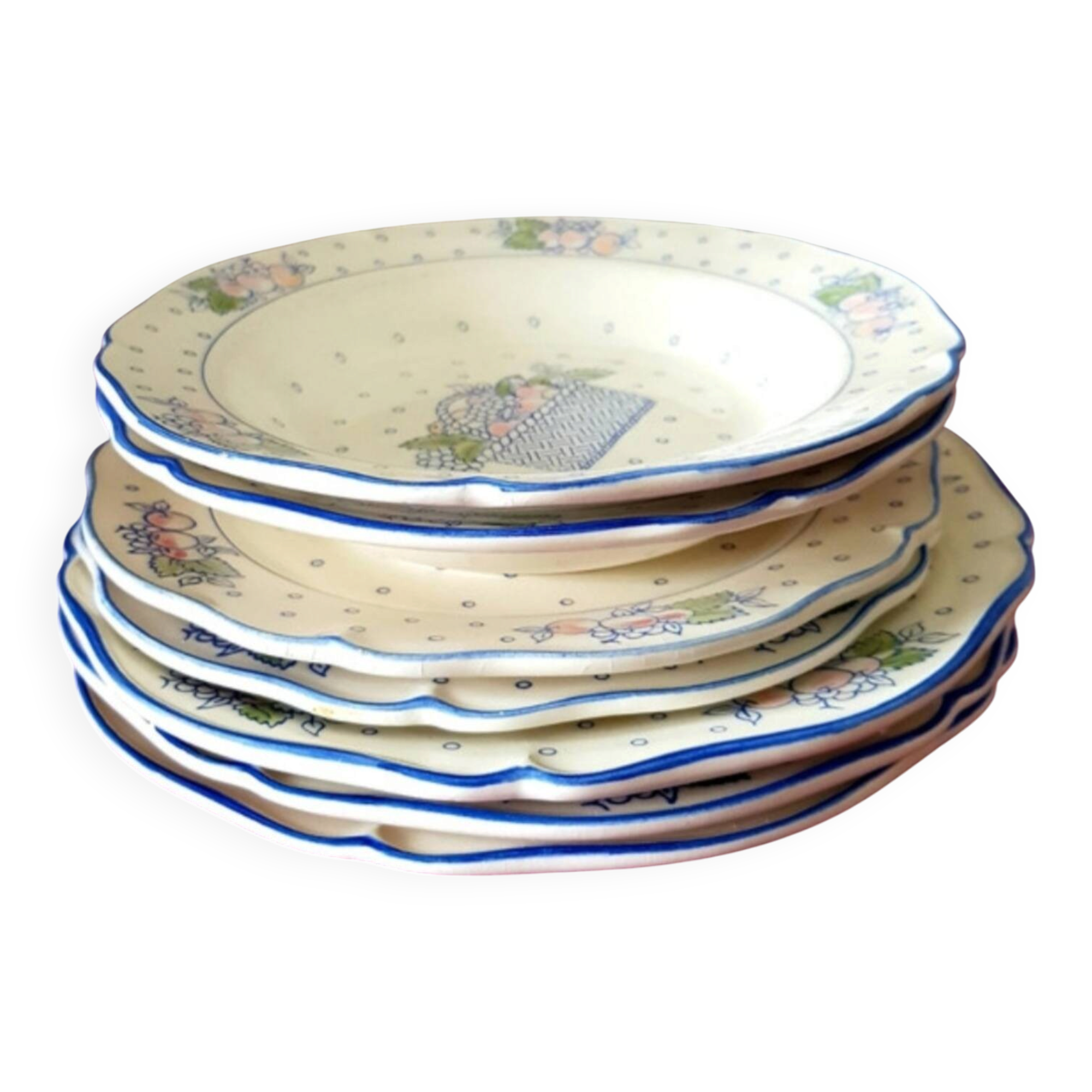 Ansemble de7 anciennes assiettes ,  Gien