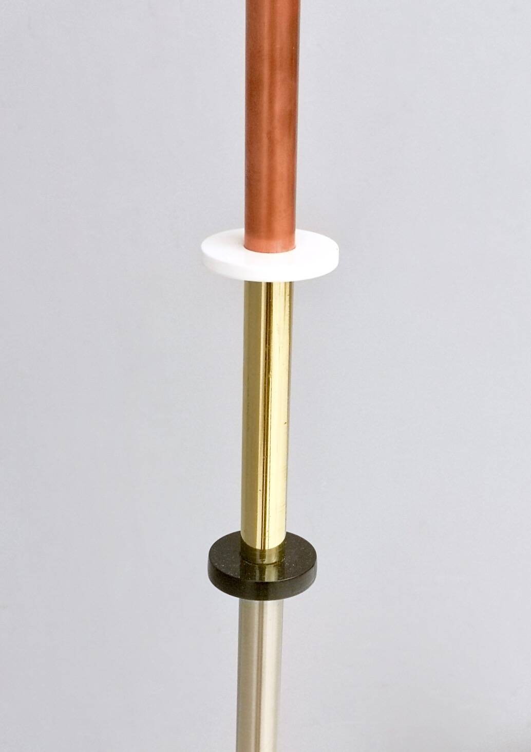 Orange Glass, Brass, Copper and Metal Floor Lamp by Carmelo La Gaipa, 2019