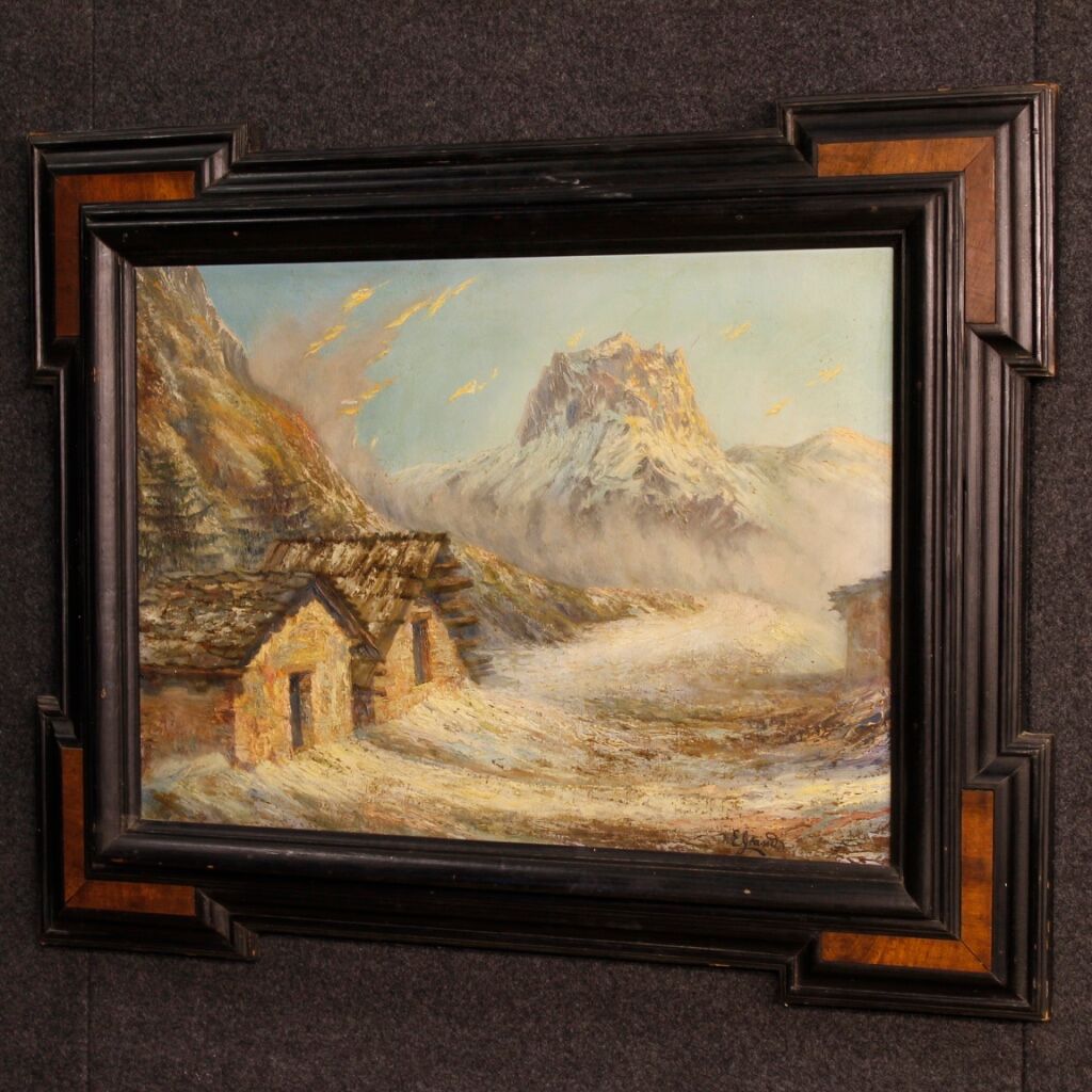 French mountain landscape signed painting