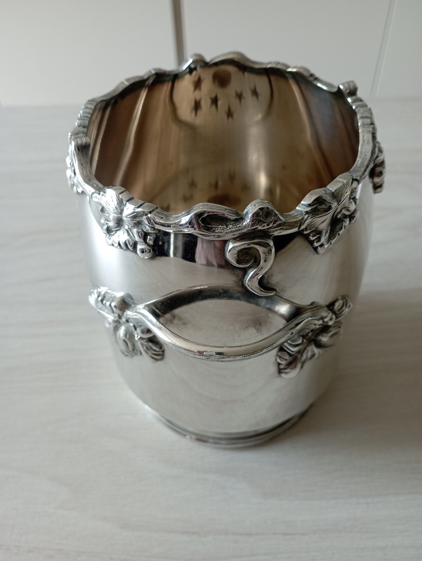 Silver metal flower spike vase