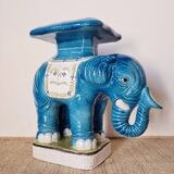 Vintage 1970s ceramic elephant plant stand side table