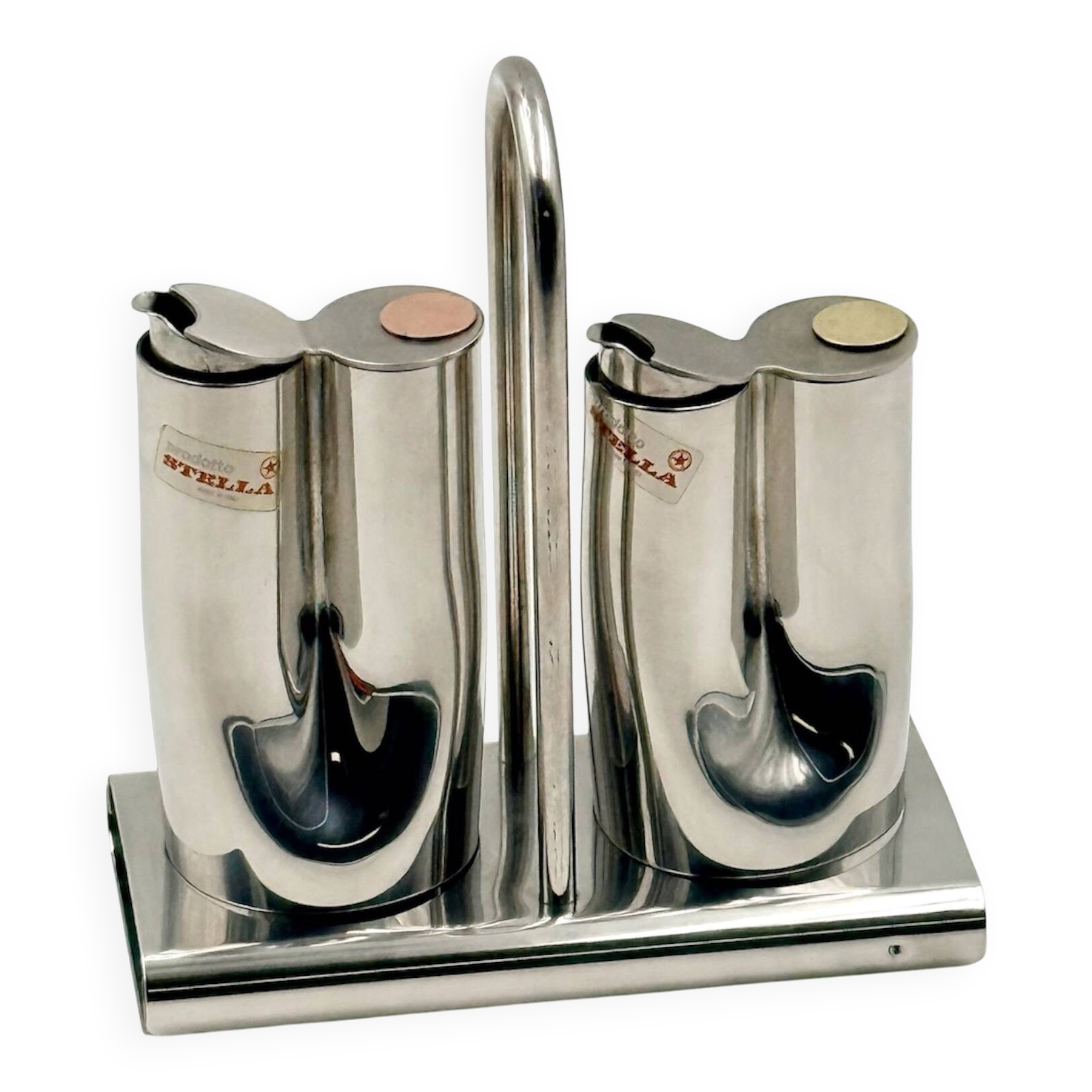Service huile et vinaigre inox design italien Stella Metallurgica Lux année