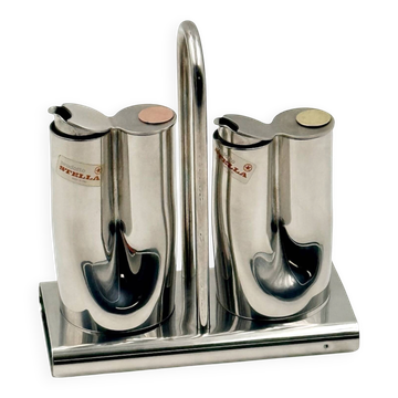 Service huile et vinaigre inox design italien Stella Metallurgica Lux année
