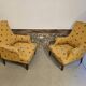 Pair of light mustard yellow English armchairs