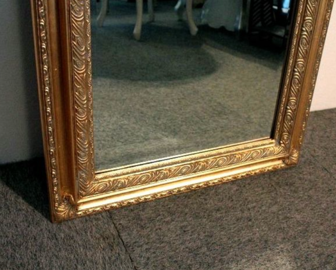 Miroir mural - grand cadre en bois - baroque - bois, doré