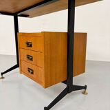 Vintage Italian design desk from the 1960s in wood and metal.
