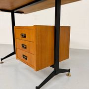 Vintage Italian design desk from the 1960s in wood and metal.