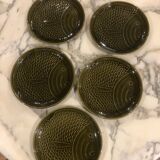 Lot de 5 assiettes vintage poisson vert