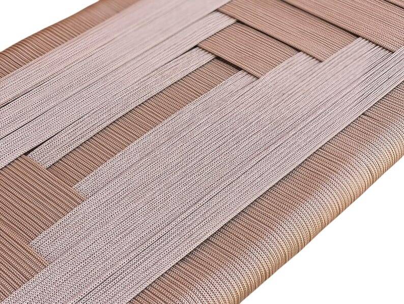 Cream rope woven wooden bench, bohemian and warm, natural material