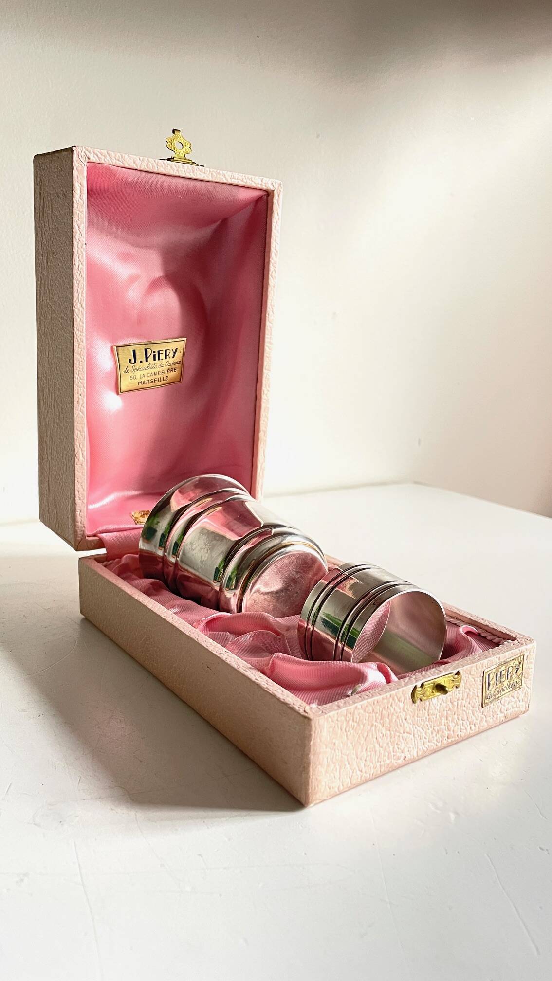 Silver-plated glass and napkin ring by UDNER