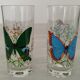 Verres à orangeade en verre décor papillon vintage