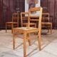 Set of 4 straw and wood chairs
