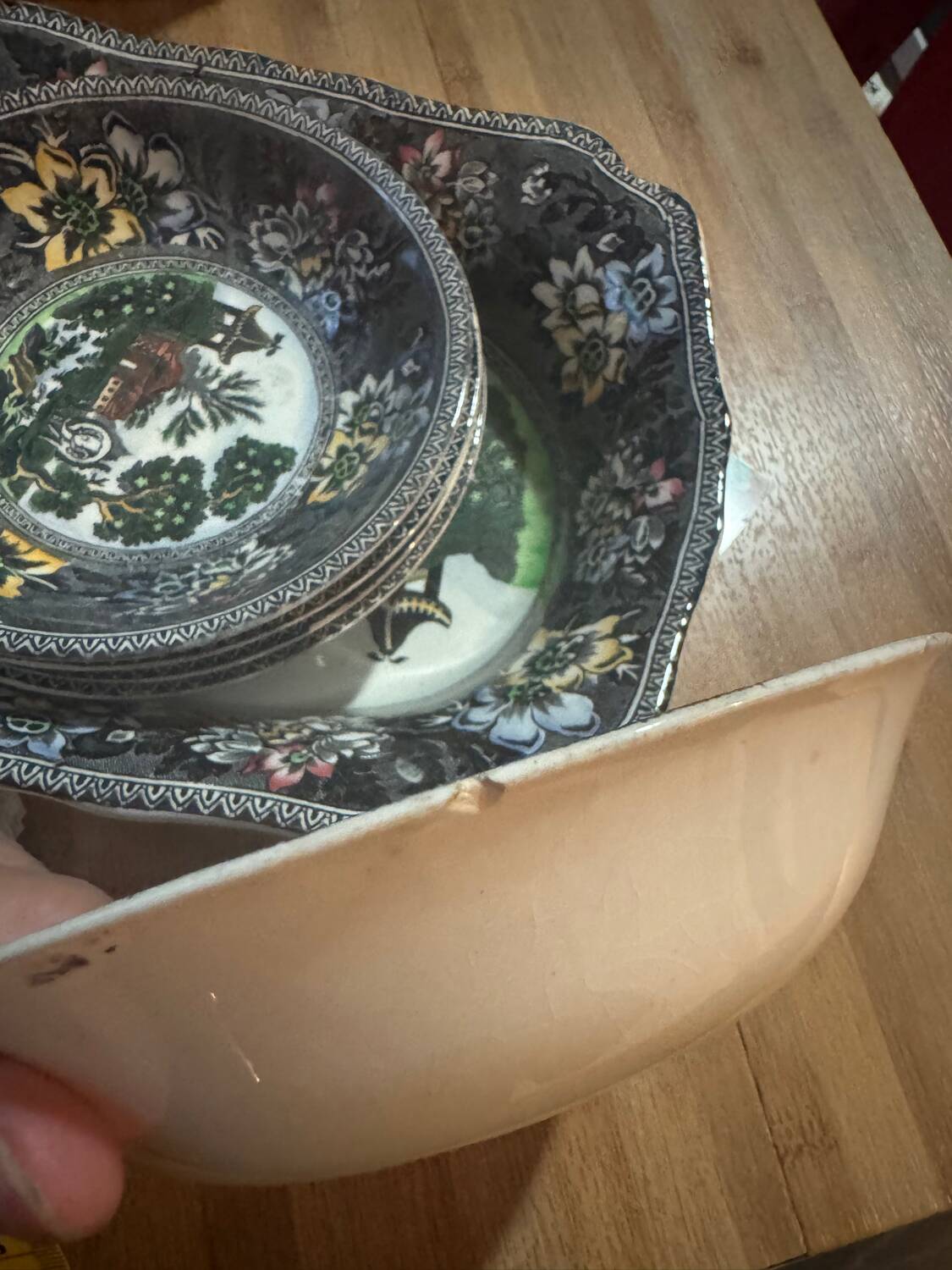 Small dish and 5 English bowls – Reproduction Rogers 1780 – Bursl