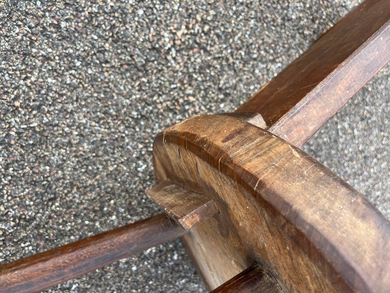 Pair of vintage Aranjou brutalist chairs in solid wood