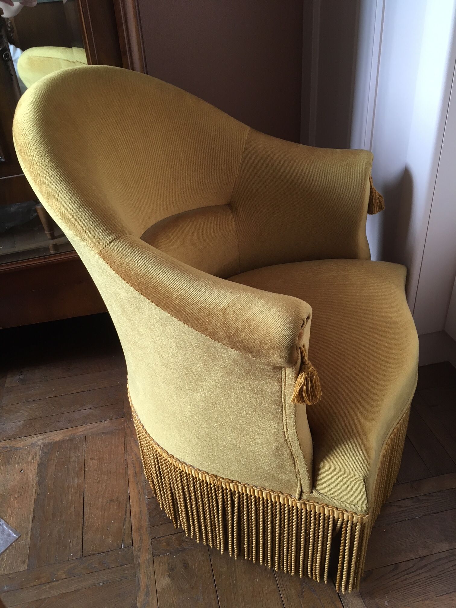 Fauteuil crapaud doré Louis Philippe