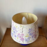 Lampe à poser vintage bleu marine et abat-jour à fleurs