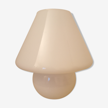 Lampe champignon en verre blanc Murano 1970