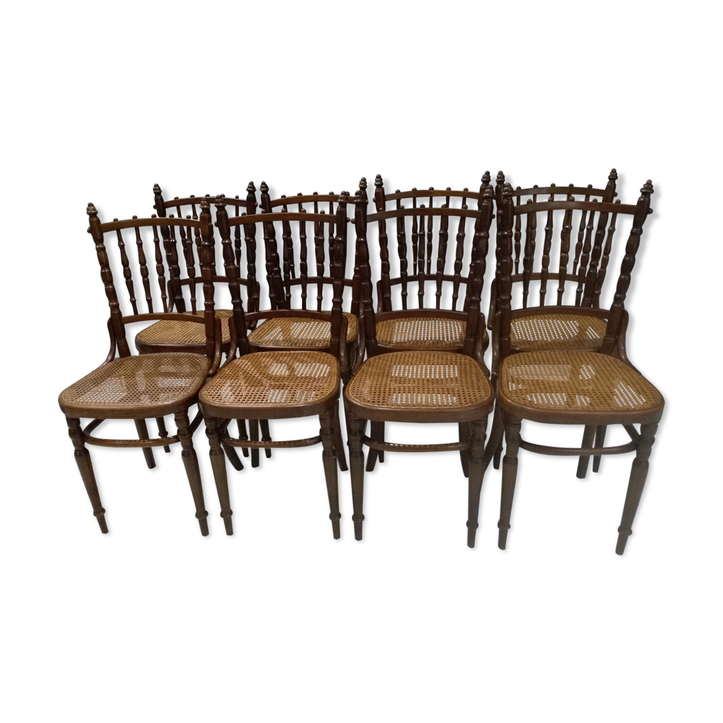 Rare suite of 8 chairs bistrot salon Fischel 1890