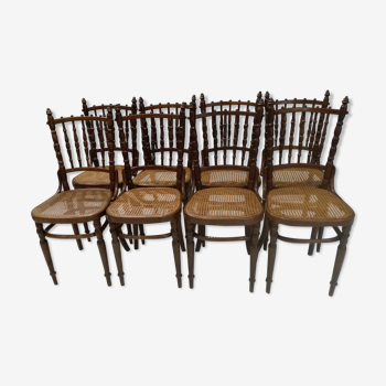 Rare suite de 8 chaises Bistrot salon Fischel 1890