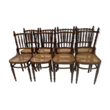 Rare suite of 8 chairs bistrot salon Fischel 1890