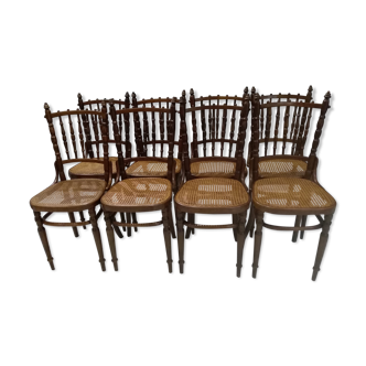 Rare suite of 8 chairs bistrot salon Fischel 1890