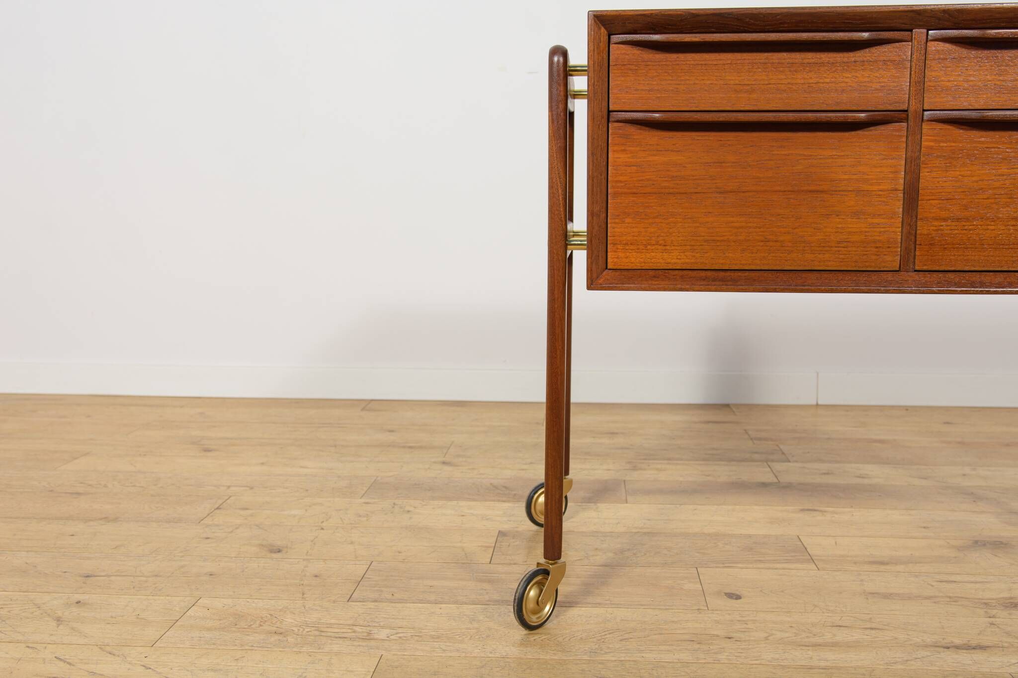Mid-Century Teak Serving Trolley on Castors, Denmark, 1960s