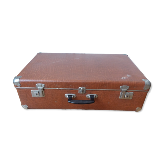 Vintage brown embossed cardboard case imitating croc