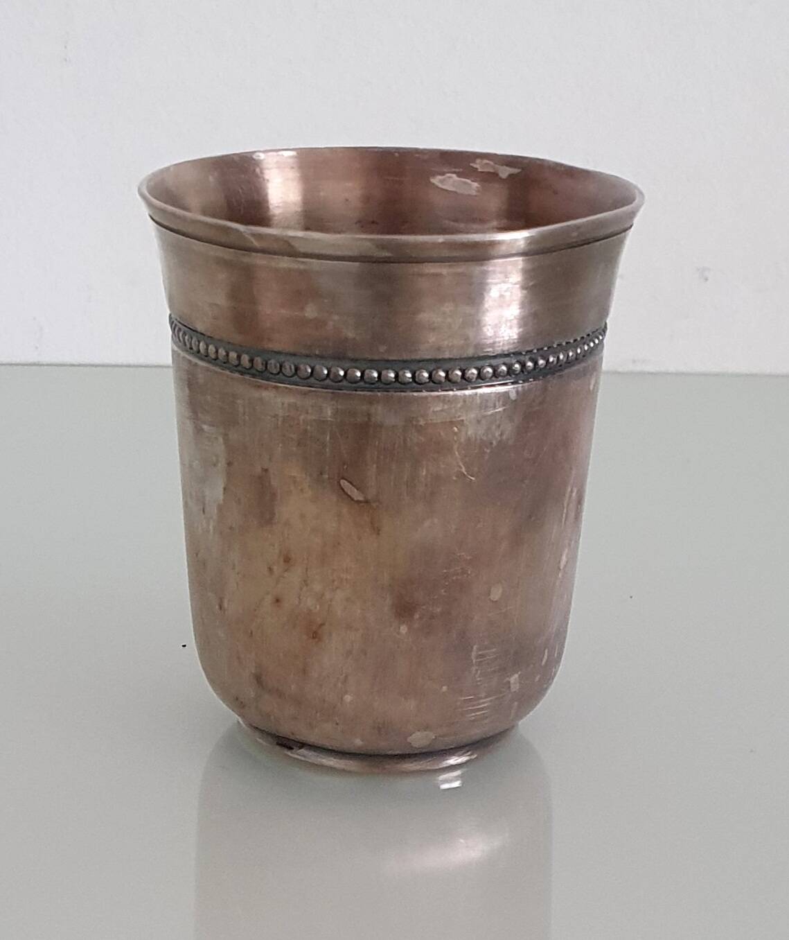 Christofle "Pearls" silver-plated cup